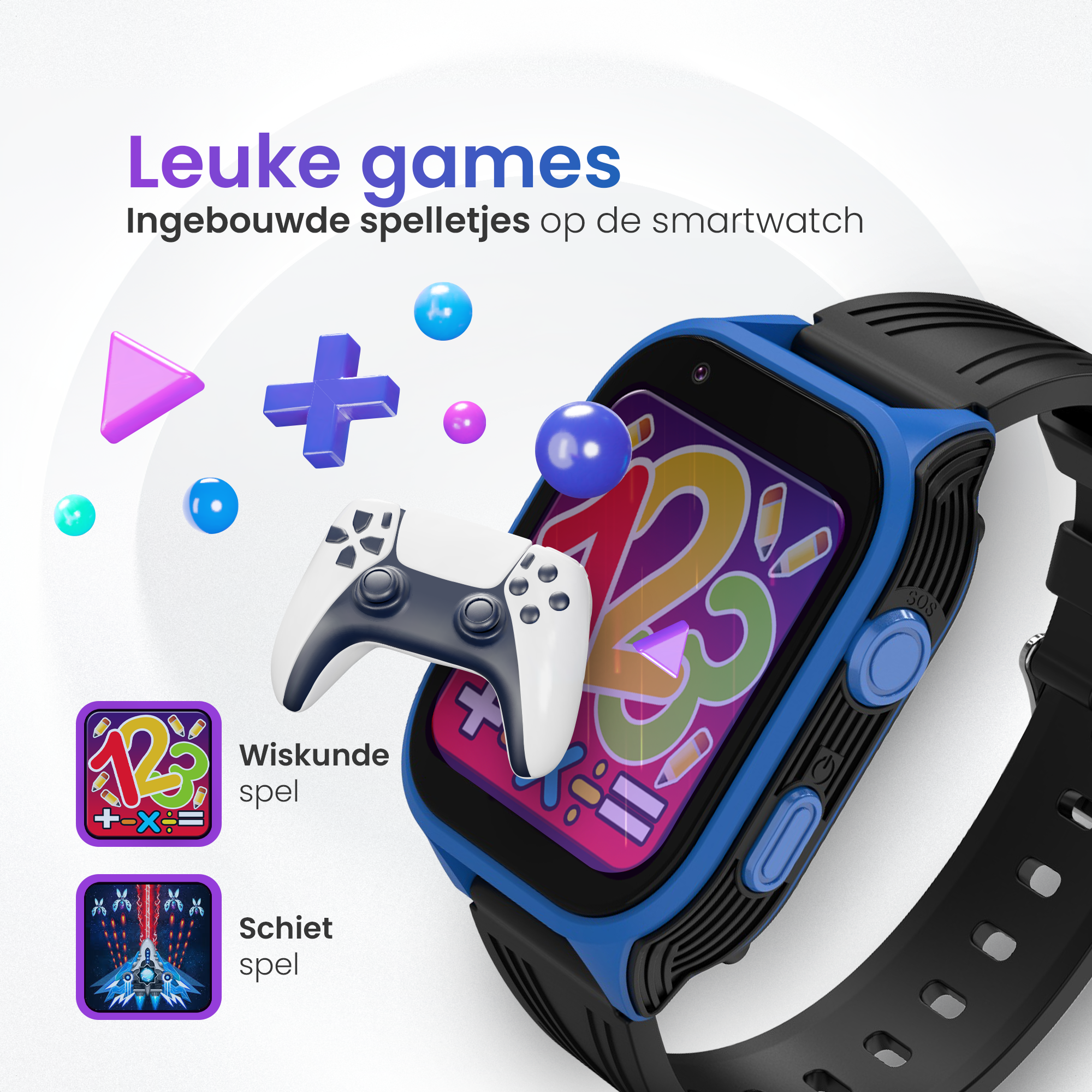 GPS Watch Deluxe - Zwart Blauw - Kinder Smartwatch