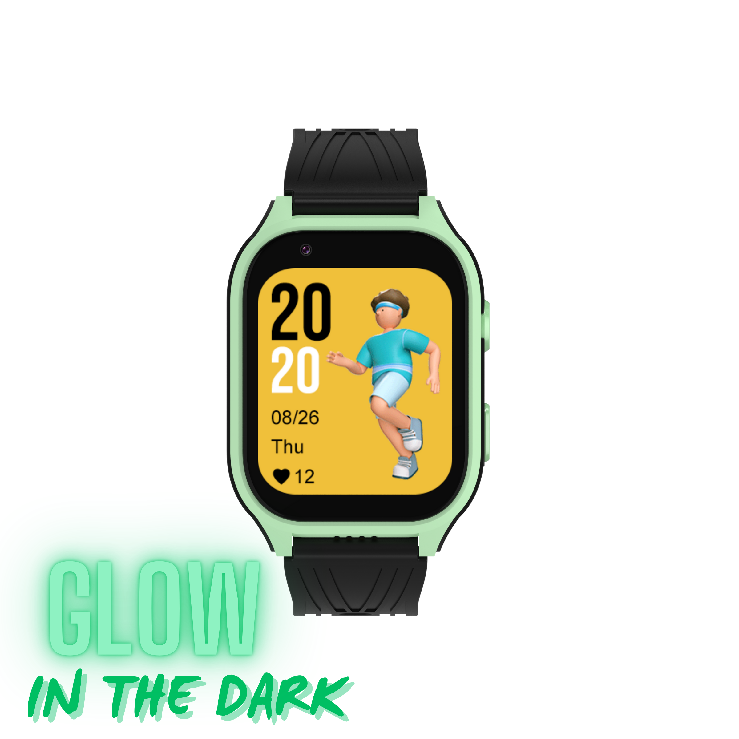 GPS Watch Deluxe - Zwart/Groen - GLOW IN THE DARK - Kinder Smartwatch