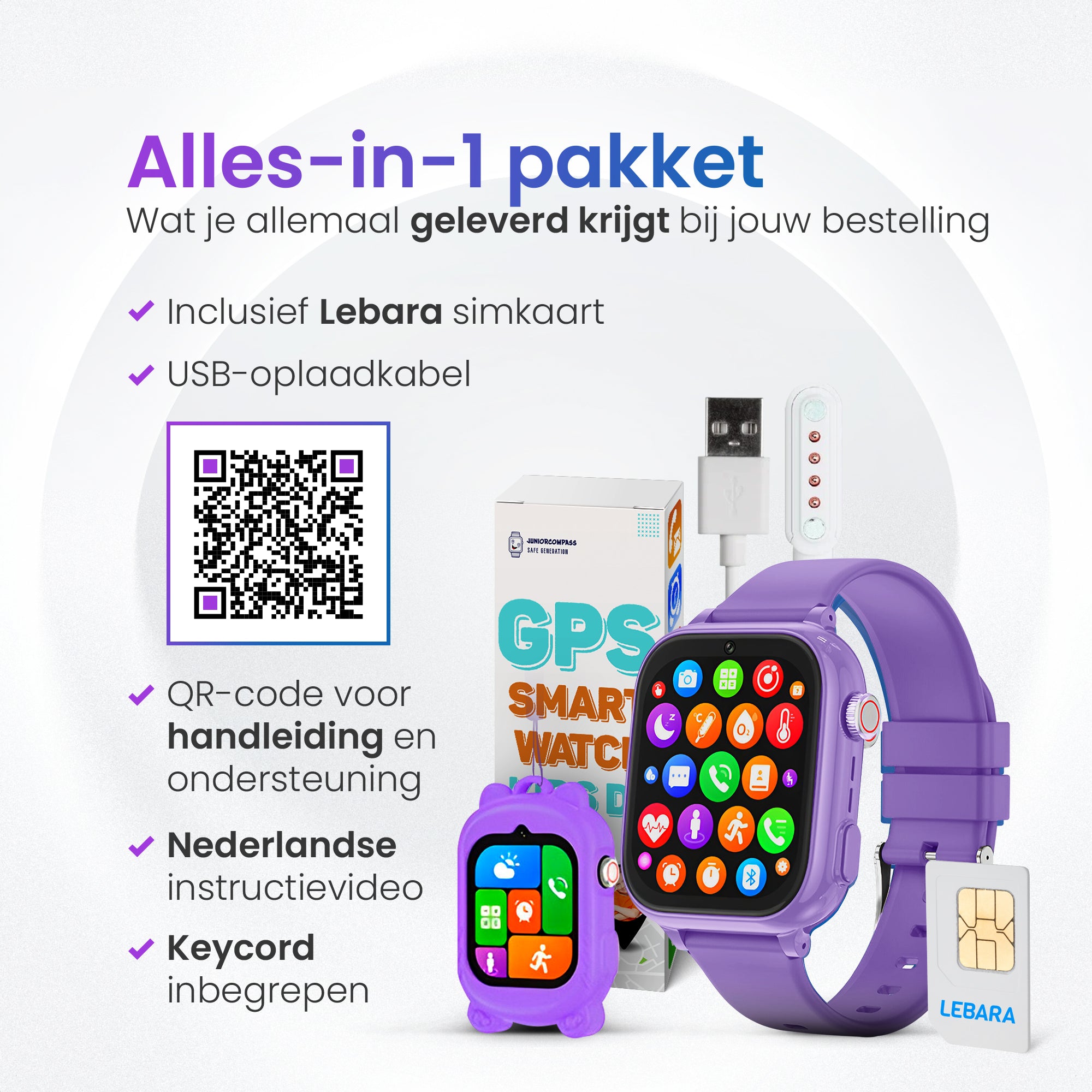 GPS Horloge Pro 2.0 - Paars/Zwart - Smartwatch