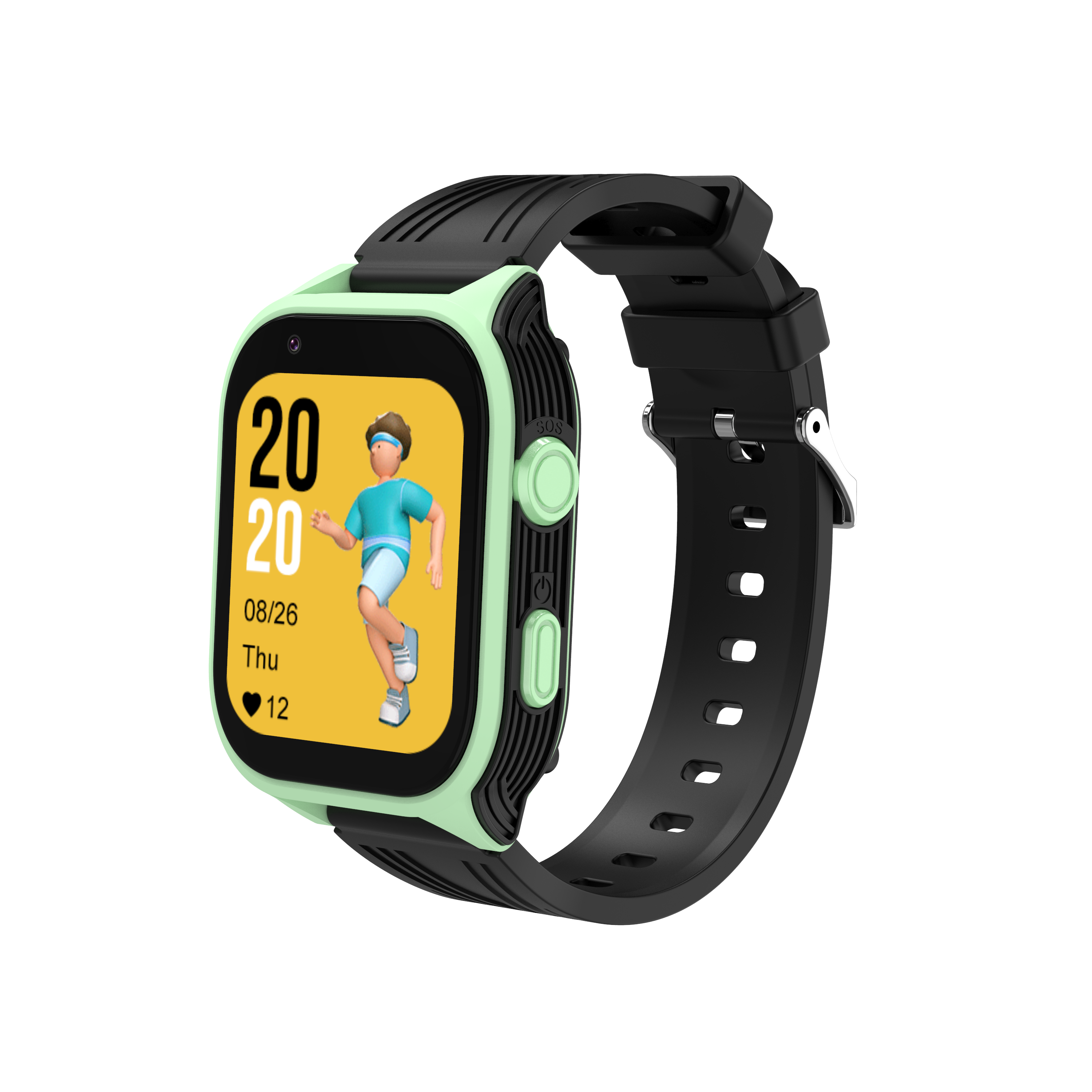 GPS Horloge Deluxe - Zwart/Groen - GLOW IN THE DARK - Kinder Smartwatch