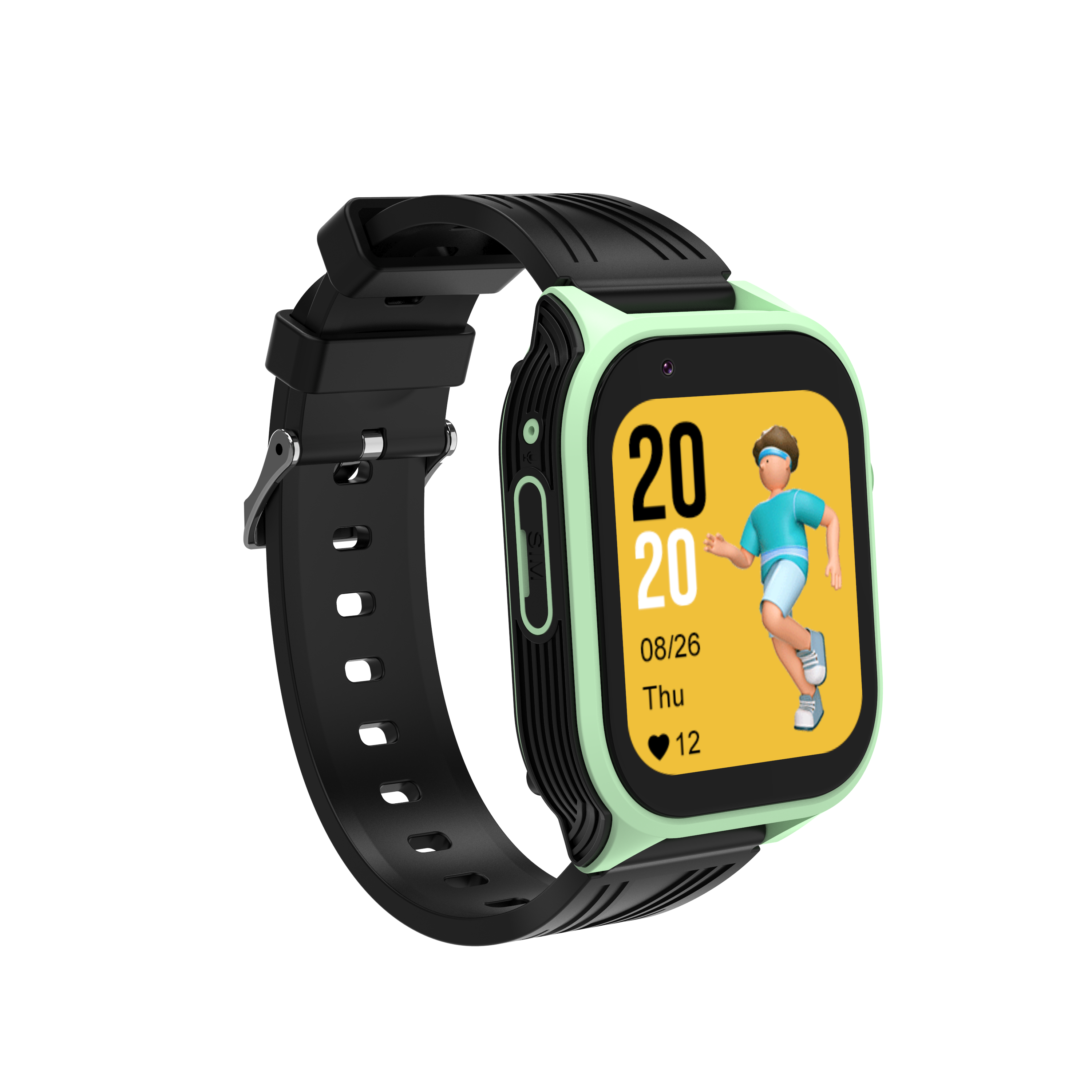 GPS Watch Deluxe - Zwart/Groen - GLOW IN THE DARK - Kinder Smartwatch