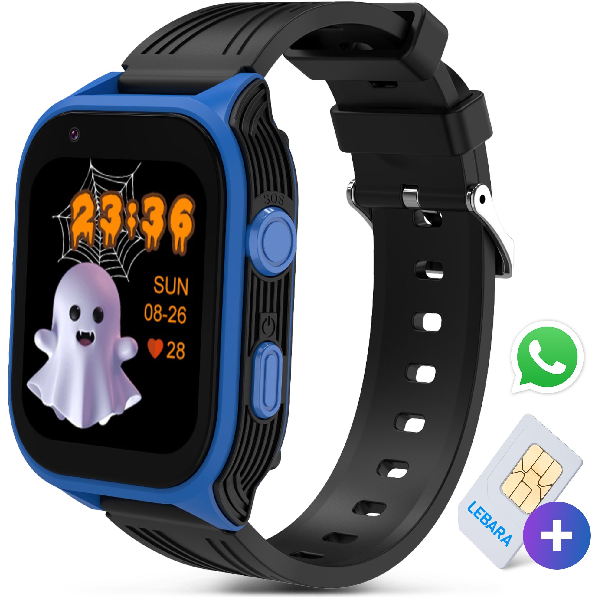 GPS Watch Deluxe - Zwart Blauw - Kinder Smartwatch